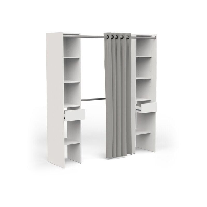 Kit dressing avec rideau blanc mat Star 2 H.200 x l.182,2 x P.49.9 cm - Sans Marque