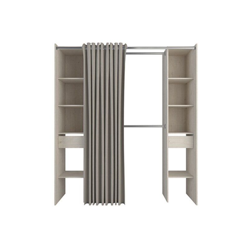 Kit dressing avec rideau effet chêne topanga Star 2 H.200 x l.182.2 x P.49.9 cm - Sans Marque