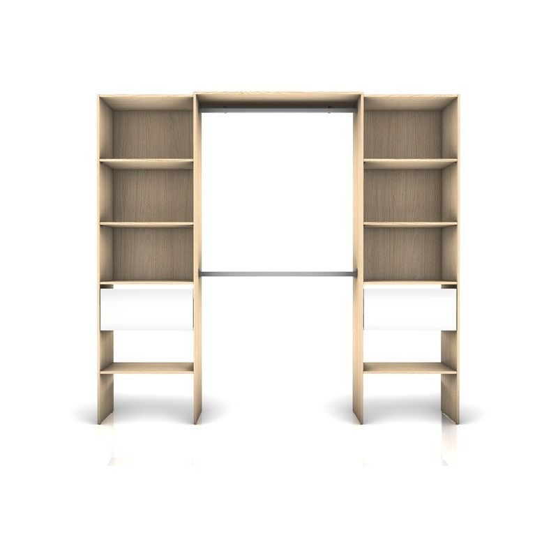 Sans Marque - Kit dressing extensible Twin 2 effet chêne Blomberg H.200 x L.120 - 220 x P.45cm