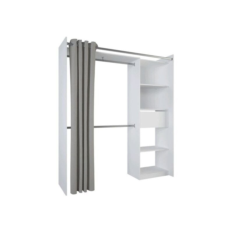 Kit dressing New star blanc avec rideau H.200 x l.122,8/177,2 x P.50 cm - Sans Marque