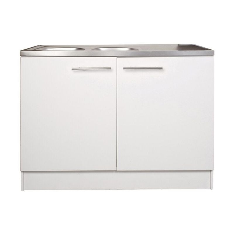 Meuble de cuisine sous évier 2 portes blanc h.86cm l.120cm p.60cm - Sans Marque