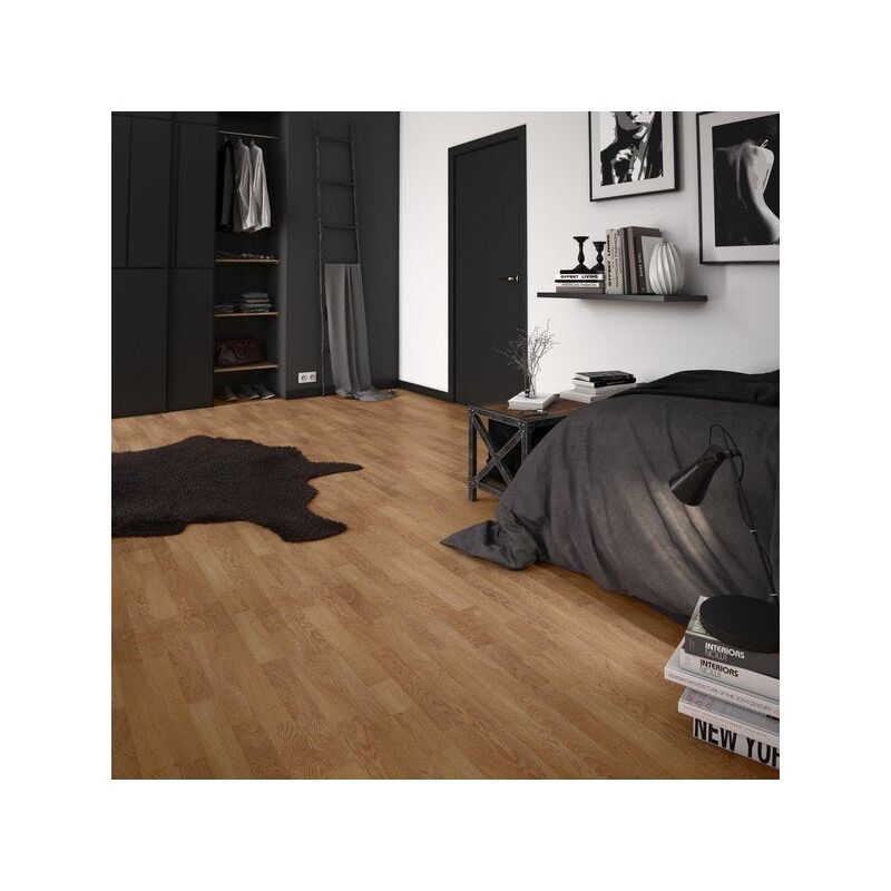 Sans Marque - Sol stratifié effet bois naturel L.129.2 x l.19.3 cm Ep. 6mm 2,74 m2 décor Sundvall