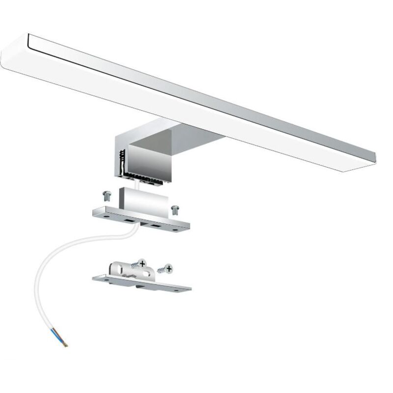 Sans perçage Lampe de miroir argentée 4000K lumière neutre 5W économe et lumineuse étanche pour salle de bain et dressing