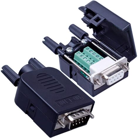 Sans soudure RS232 D-SUB série à 9 broches bornier prise adaptateur connecteur carte de dérivation avec boîtier vis longues tuyau d'échappement (mâle + femelle)