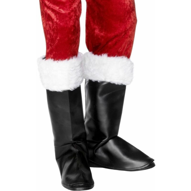 Santa Boot Covers Black with Fur [28933]