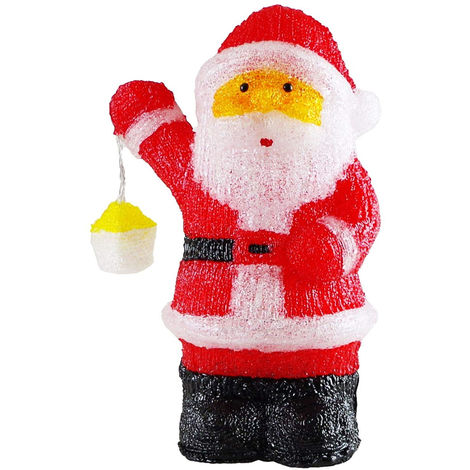 LED Acryl Weihnachtsmann mit Rentier Santa 24 cm LED Deko Lampe kaltweiß 70517
