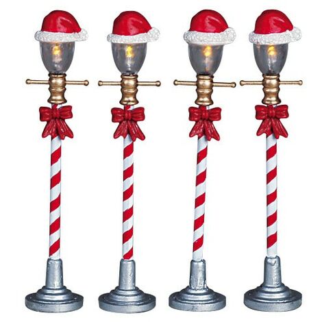 Santa Hat Street Lamp Set of 4 B/O 4.5V Cod. 64472