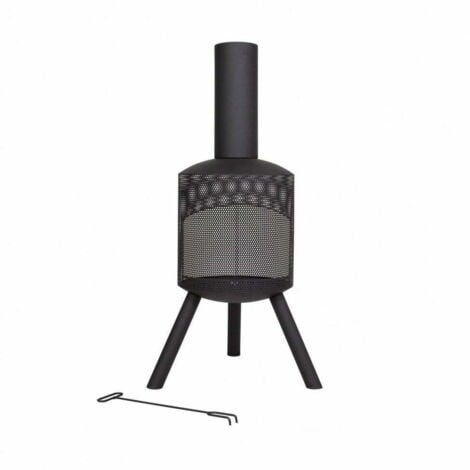 Santana Fireplace - Steel - L58 x W58 x H115 cm - Black