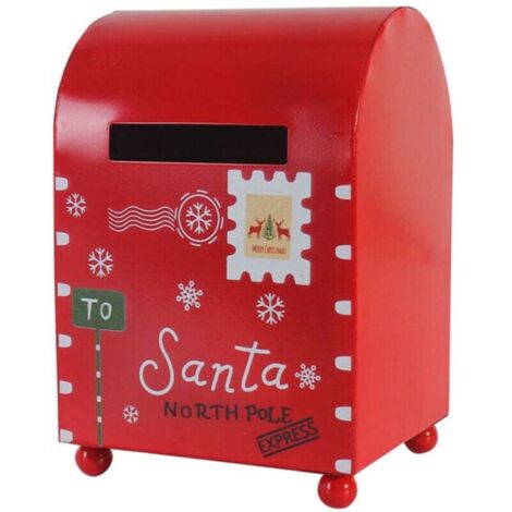 Santa's mailbox, Christmas decoration, 14 x 20 cm metal mailbox, Arctic Delivery children's gift wish list, indoor tabletop display, decoration