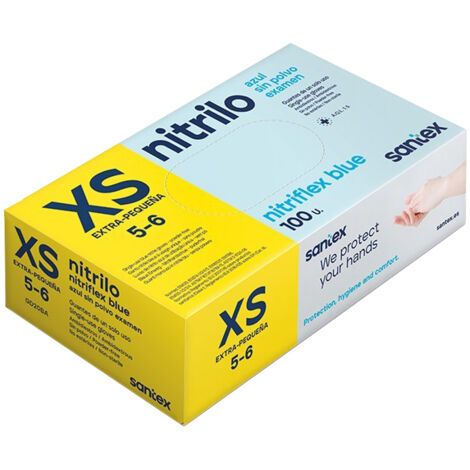 Santex nitriflex blue pack de 100 gants d'examen en nitrile taille xs - 3.5 grammes - sans poudre - sans de latex - non stérile - couleur bleu