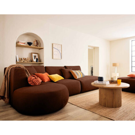 Santorini - 5-sitzer modulares ecksofa links - aus strukturiertem samt - terrakotta