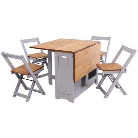Santos Butterfly Dining Set - Slate Grey/Distressed Waxed Pine