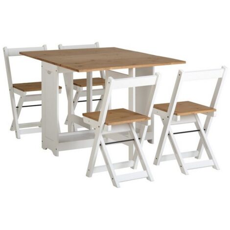 Santos Butterfly Dining Set - White/Distressed Waxed Pine