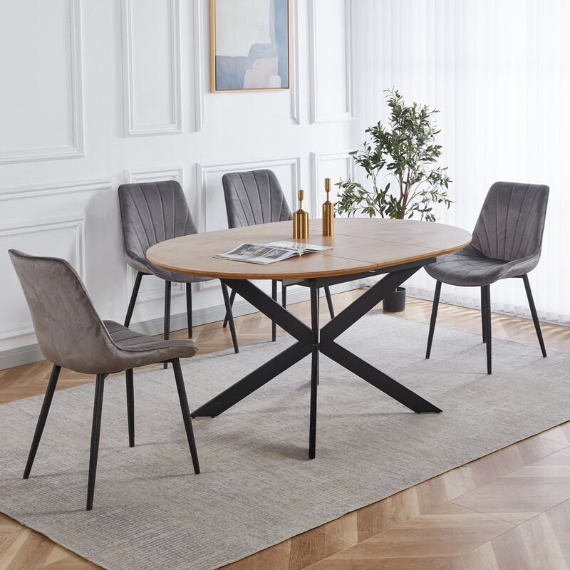 Mobilier Deco - santos - Table à manger ronde extensible couleur chêne