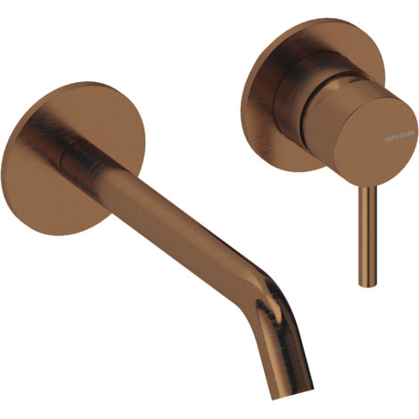 SANYCCES LOOP ColdOpen Wand-Waschtischarmatur Unterputz mit 18 cm Ausladung inkl. Unterputz-Einbaukörper, rosegold gebürstet