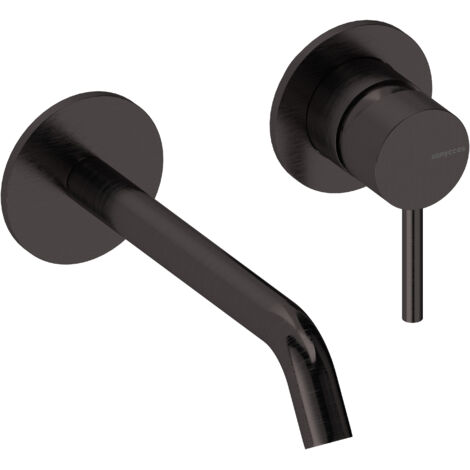 SANYCCES LOOP ColdOpen Wand-Waschtischarmatur Unterputz mit 18 cm Ausladung inkl. Unterputz-Einbaukörper, schwarz metallisch