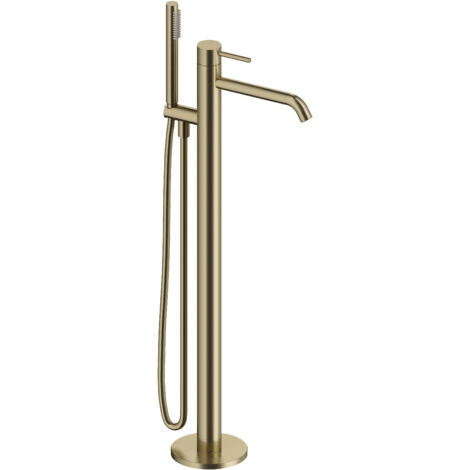 SANYCCES LOOP Einhand-Stand-Badewannenbatterie mit Handbrause und Brauseschlauch, gold gebürstet