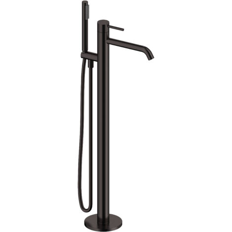 SANYCCES LOOP Einhand-Stand-Badewannenbatterie mit Handbrause und Brauseschlauch, schwarz metallisch