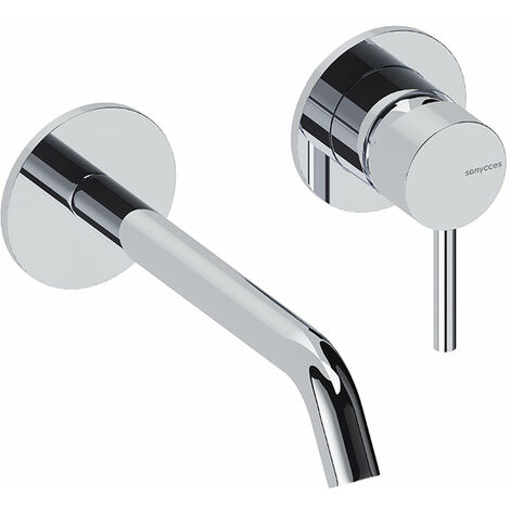 Sanycces – Robinet mitigeur mural 18 cm – Finition chrome – Système Cold Open pour économies d'énergie – Laiton massif anti-trace de doigt