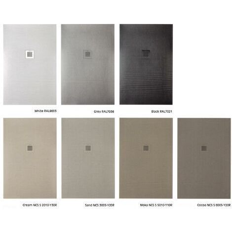 SANYCCES STRATO Rechteckige Duschwanne 130 x 80 cm grau Ablauf in chrom