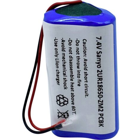Sanyo 2/UR18650-ZM2 PCBK Batteria ricaricabile speciale 18650 con cavo Li-Ion 7.4 V 2420 mAh 1 pz.