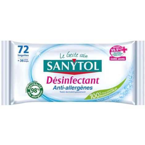 SANYTOL - Lingettes antiallergènes désinfectantes x72 sanytol