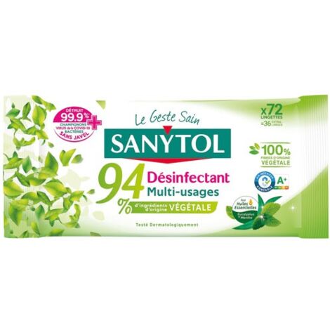 SANYTOL - Lingettes désinfectantes eucalyptus x72