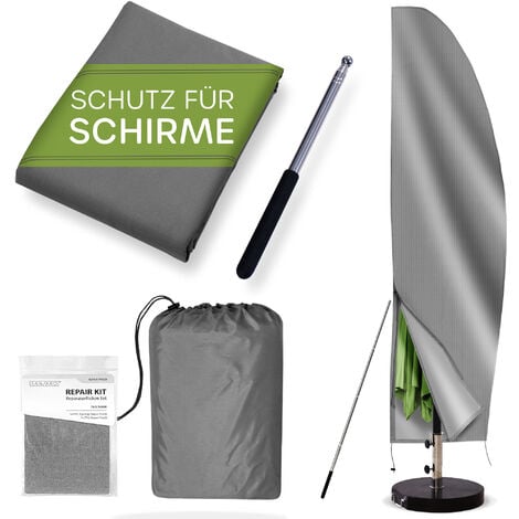 SANZARO Sonnenschirm Schutzhülle mit Stab - Ø40/81/50x280cm 600D Oxford Stoff, Reißfestes RipStop-Gewebe, UV-Beständig, PVC Beschichtung, Ampelschirm Hülle, Gartenschirm Abdeckung wasserdicht