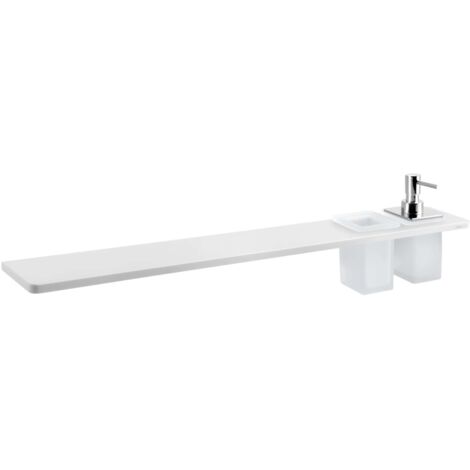 Sapho Abeline - Estante con dispensador y vasos, 80 cm, blanco mate/cromo AE802-0101-02