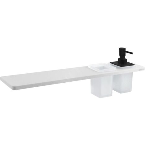 Sapho Abeline - Étagère avec distributeur et verre, 50 cm, blanc mat/noir AE502-0101-03