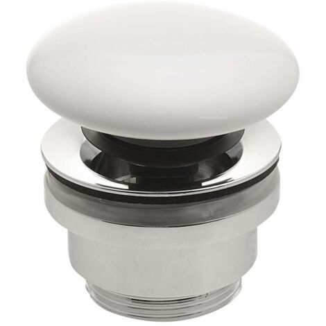 Sapho Accesorios - Desagüe de lavabo con cierre, para lavabos sin rebosadero, tapón cerámico, blanco WEH060