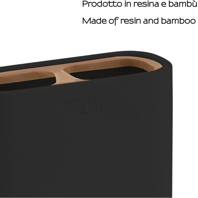 13981400000 ninfea Portacepillos Negro-Bambú - ref: 13981400000 - Gedy