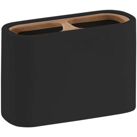 Sapho Accessori bagno Gedy - Tazza Ninfea per spazzolini e dentifricio per stare in piedi, nero/bambù 139814