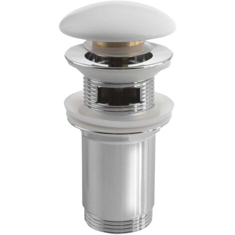 Sapho Accessori - Piletta di chiusura per lavabi con troppopieno, Click Clack, bianca AR902