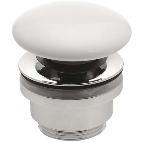 Sapho Accessori - Piletta di scarico chiudibile per lavabi senza troppopieno, tappo in ceramica, bianco WEH060