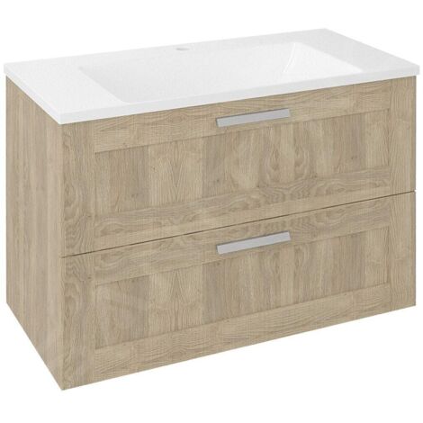 Sapho Amia - Meuble lavabo 890x600x450 mm, 2 tiroirs, chêne Texas AM090-2020