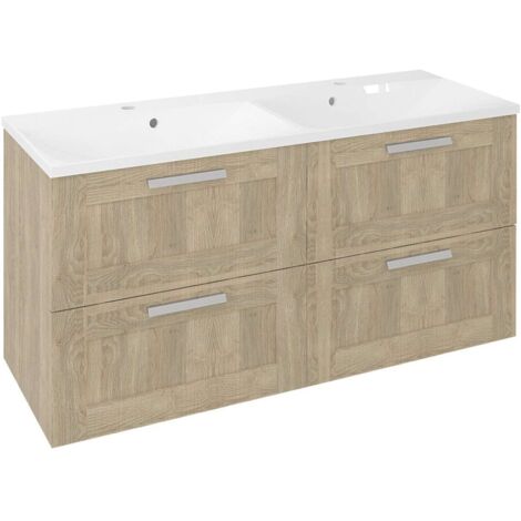 Sapho Amia - Mueble fregadero doble 120x60x45 cm, roble Texas AM120-2020