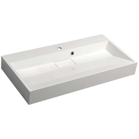 Sapho Amur - Lavabo 90x46 cm, con troppopieno e foro per miscelatore, bianco 55032