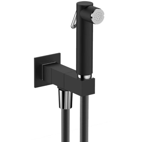 Sapho Anschlussarmaturen - Wandventil mit Bidet-Handbrause, viereckig, schwarz matt SG108NE