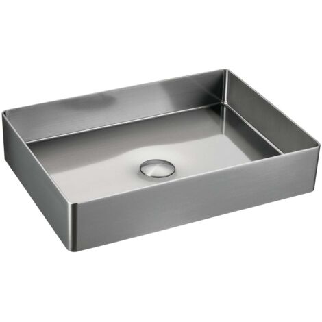 Sapho Aurum - Lavabo 50x35 cm, sin rebosadero, acero inoxidable pulido AU403