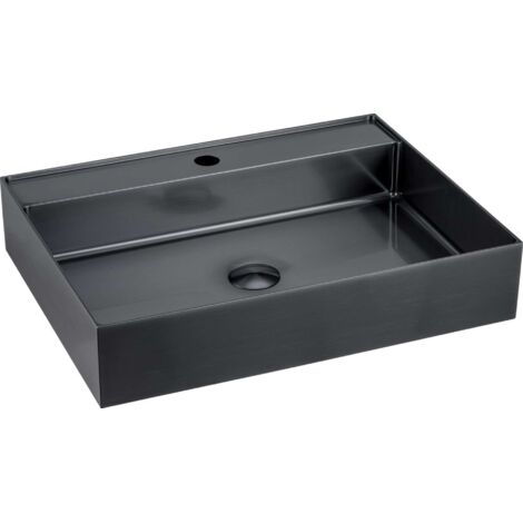 Sapho Aurum - Lavabo 55x42 cm, senza troppopieno, con foro per miscelatore, antracite AU102