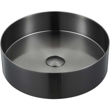 Sapho Aurum - Lavabo da appoggio, diametro 38 cm, senza troppopieno, antracite AU101
