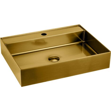 Sapho Aurum - Waschtisch 55x42 cm, ohne Überlauf, Hahnloch, Gold matt AU202