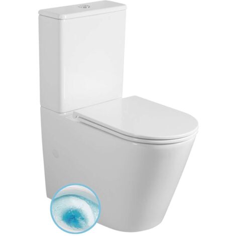 Sapho Avis - Inodoro combinado, desagüe vario, Vortex Rimless, blanco PC106V