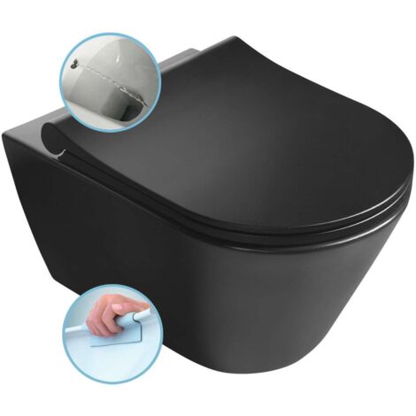 Sapho Avva - inodoro suspendido con ducha de bidé Rimless, negro mate 100312-110
