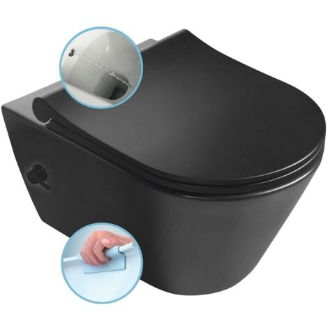 Sapho Avva - WC suspendu avec douchette de bidet, Rimless, noir mat 100315-110