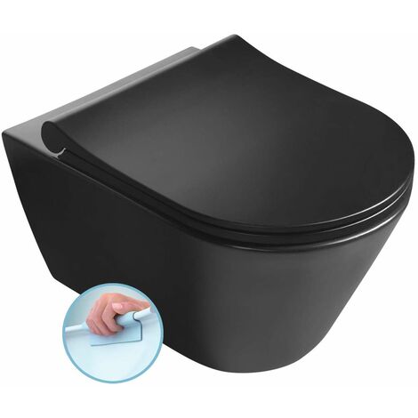 Sapho Avva - WC suspendu, Rimless, noir mat 100314-110