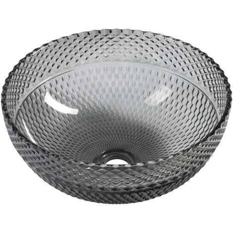 Sapho Beauty - Aufsatzwaschbecken, Durchmesser 40 cm, ohne Überlauf, schwarz/Glas TY310