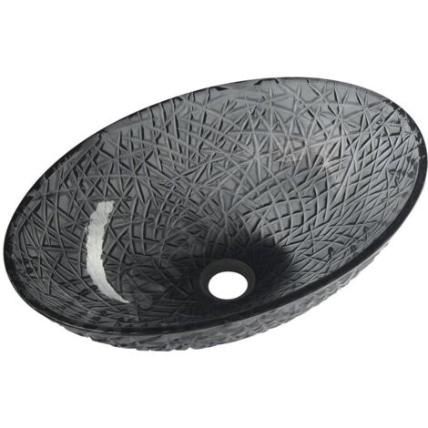 Sapho Beauty - Lavabo à poser, 500x360 mm, sans trop-plein, verre noir TY305SG