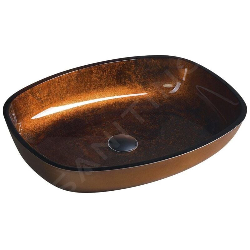 Beauty - Lavabo à poser, 540x395 mm, sans trop-plein, verre marron TY223 - Sapho
